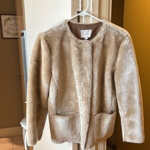 Cute Cute Cute NWT LOFT Beige Faux Fur Coat